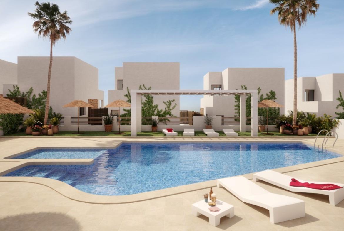 Semi-detached villas in Villamartin with views of the golf course and Mediterranean landscape.