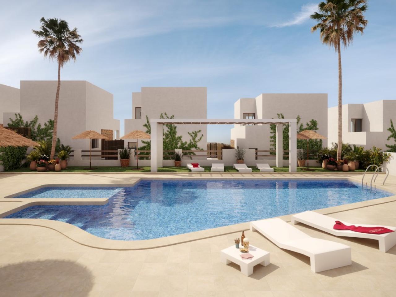Semi-detached villas in Villamartin with views of the golf course and Mediterranean landscape.