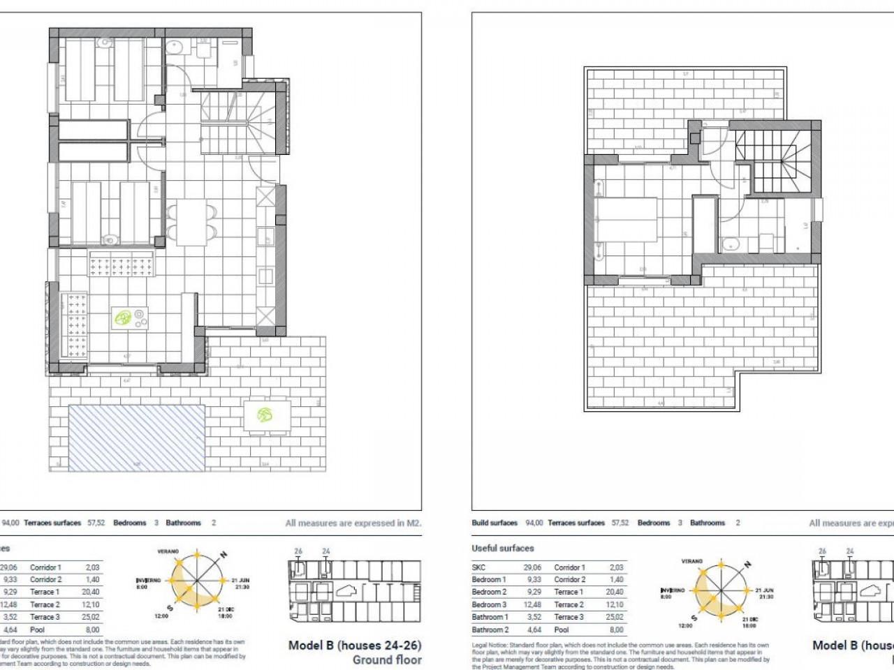 Semi-detached villas in Villamartin with views of the golf course and Mediterranean landscape.