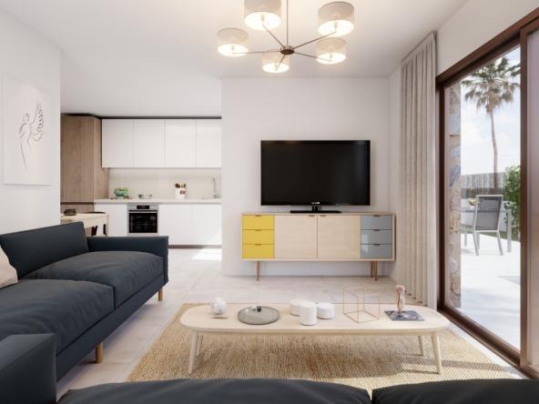 Semi-detached villas in Villamartin with views of the golf course and Mediterranean landscape.
